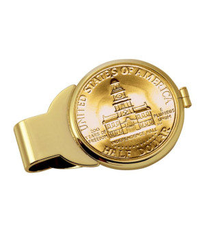 American Coin Treasures, Men's Gold-Layered JFK Bicentennial Half Dollar Coin Money Clip