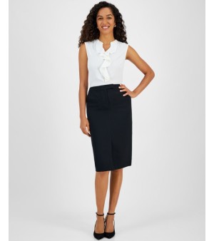 Kasper, Petite Zip-Front Pencil Skirt