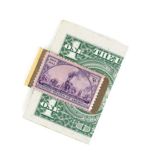 American Coin Treasures, Men's Brass Train Stamp Coin Money Clip