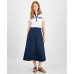Women's Denim Midi Circle Skirt