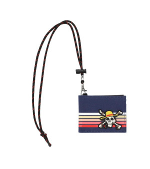 One Piece, Men's Live Action Straw Hat Skull & Crossbones Navy Bifold Wallet