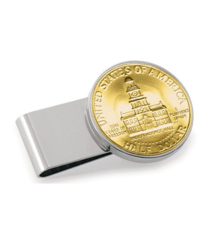 American Coin Treasures, Men's Gold-Layered JFK Bicentennial Half Dollar Stainless Steel Coin Money Clip