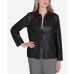 Petite Runway Ready Floral Embroidered Faux Leather Jacket