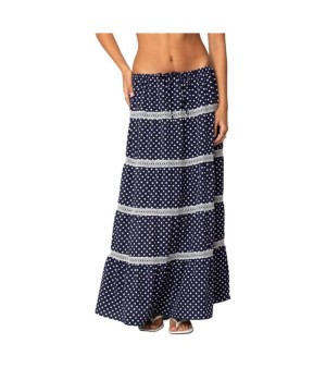 Edikted, Womens Polka Dot Tiered Maxi Skirt