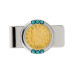 Men's Gold-Layered 1800's Liberty Nickel Turquoise Coin Money Clip
