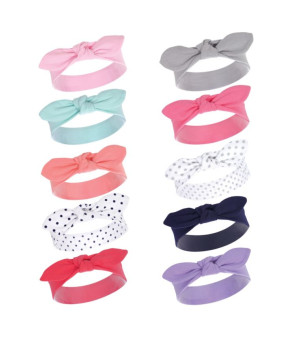 Hudson Baby, Baby Girls Hudson Cotton Headbands 10pk, Bright Colors, 0-24 Months