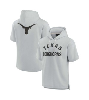 Fanatics Signature, Men's and Women's Gray Texas Longhorns Super Soft Fleece Short Sleeve Pullover Hoodie