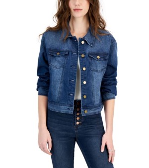 Tinseltown, Juniors' Long-Sleeve Denim Trucker Jacket