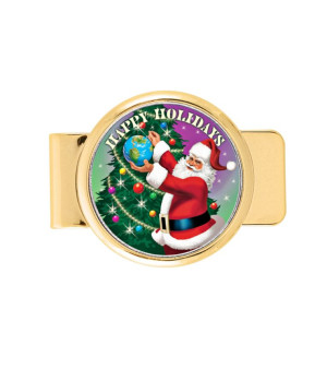 American Coin Treasures, Men's Coin Money Clip with Colorized JFK Half Dollar Santa Coin