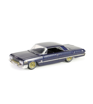 Greenlight Collectibles, 1/64 1963 Chevrolet Impala Blue & Gold, California Lowriders