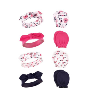 Hudson Baby, Baby Girls Hudson Cotton Headband and Scratch Mitten Set
