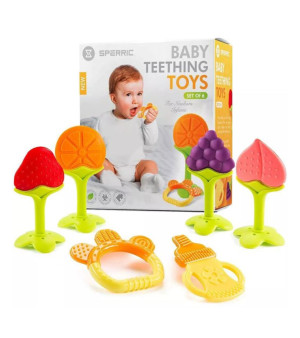 Sperric, Baby Teether Toys for Babies 0-6 Months, Newborn Infant Baby Teethers Freezer Safe Silicone Baby Teether Toys, Frozen Teething Toys for Babies 0-6 Months, Baby Teethers Toys 6 Pack - Perfect Baby Gift