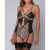 Cleo Plus Size Leopard Print Lace Teddy in Smooth Microfiber and Mesh