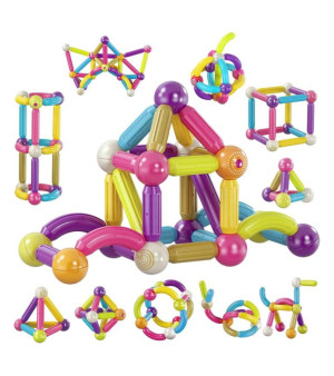 Contixo, -Kids Toy Magnetic Stix Stick -68 PCS 3D Building Blocks STEM Construction