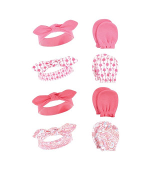 Hudson Baby, Baby Girls Hudson Cotton Headband and Scratch Mitten Set