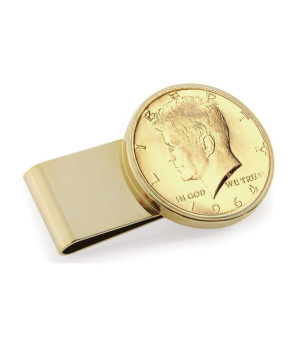 American Coin Treasures, Men's Gold-Layered JFK 1964 First Year of Issue Half Dollar Stainless Steel Coin Money Clip