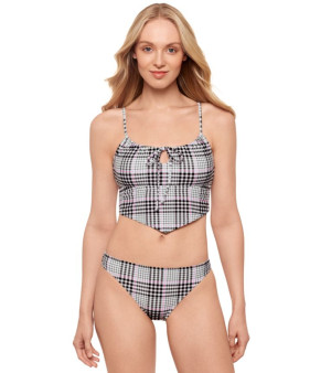 Salt + Cove, Juniors' Plaid Tie-Front Hankini Top & Hipster Bottoms