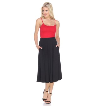 White Mark, Flared Midi Skirt with Pockets