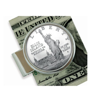 American Coin Treasures, Men's 1986 Statue of Liberty Silver Dollar Sterling Silver Coin Money Clip
