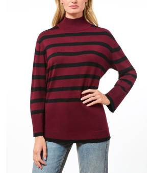 Cable & Gauge, Women's Striped Turtle Neck Sweater