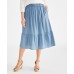 Chambray Midi Tiered Skirt