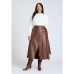 Plus Size Double Belt Wrap Faux Leather Skirt