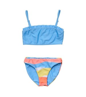 Snapper Rock, Big Girls Toddler|Child Good Vibes Frilled Bandeau Bikini