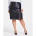 Plus Size Faux-Leather Pencil Skirt