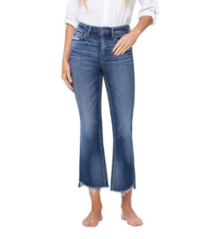 Flying Monkey, Women's High Rise Cropped Step Hem Flare Jeans