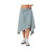 Asymmetric wrapped denim midi skirt