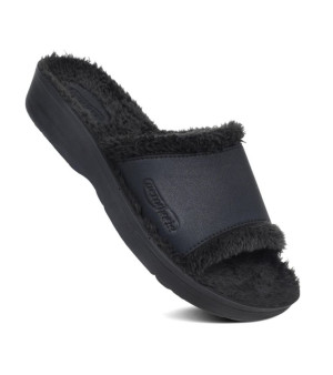 - Aspen Fuzzy Strap Ladies Arch Support Slides
