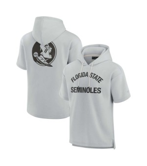 Fanatics Signature, Men's and Women's Gray Florida State Seminoles Super Soft Fleece Short Sleeve Pullover Hoodie