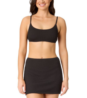 Salt + Cove, Juniors' Ribbed Scoop-Neck Bralette Bikini Top & Ribbed Pull-On Cover-Up Skirt