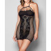 iCollection Women's Georgina 1 Piece Halter Chemise in All Sheer Hosiery Fabric