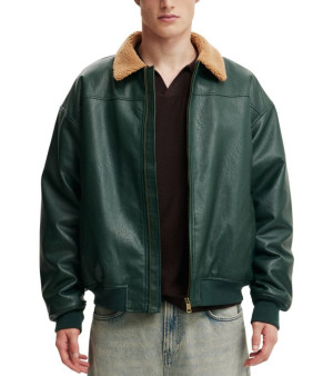 COTTON ON, Men's Artificial Leather Flight Jacket