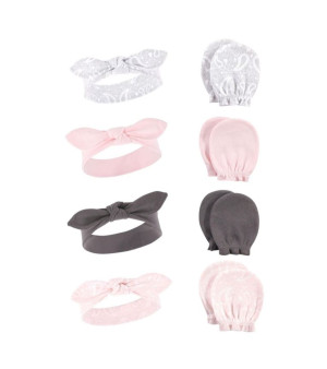 Hudson Baby, Baby Girls Hudson Cotton Headband and Scratch Mitten Set