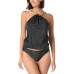 High Neck Tankini Top & Ruched-Side Bikini Bottoms