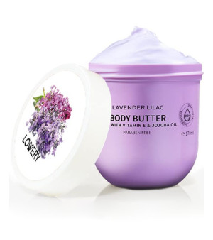 Lovery, Lavender and Lilac Scented Whipped Body Butter, Bath and Body Care Cream, 6 oz
