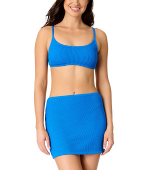 Salt + Cove, Juniors' Rib Scrunch Scoop Neck Bralette Bikini Top & Ribbed Pull-On Cover-Up Skirt