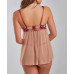 Women's Kia Mesh and Smooth Micro Floral Soft Bra Babydoll with Matching Panty, 2 Piece