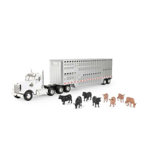 ERTL, 1/32 Freightliner Semi with Livestock Trailer & Cattle by ERTL