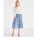 Chambray Midi Tiered Skirt
