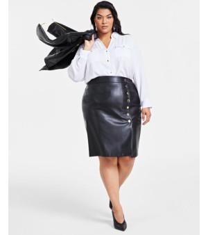 I.N.C. International Concepts, Plus Size Faux-Leather Pencil Skirt