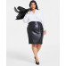 Plus Size Faux-Leather Pencil Skirt