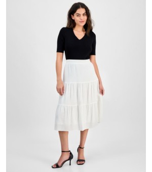AK Anne Klein, Anne Klein Women's Pull-On Tiered Midi Skirt
