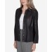 Petite Runway Ready Floral Embroidered Faux Leather Jacket