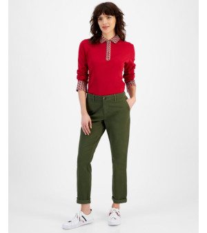 Tommy Hilfiger, Women's TH Flex Hampton Cuffed Chino Straight-Leg Pants