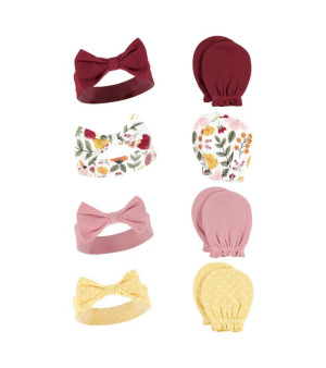 Hudson Baby, Baby Girls Hudson Cotton Headband and Scratch Mitten Set