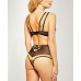 Women's Vintage-Like Style High Waist Strappy Plunge Bra 2pc Lingerie Set