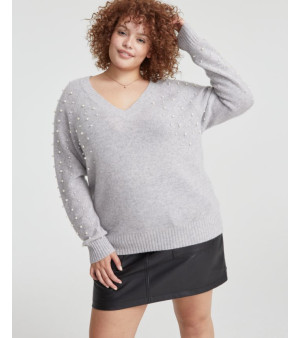 Charter Club, Plus Size Cashmere Bead-Embellished V-Neck Sweater